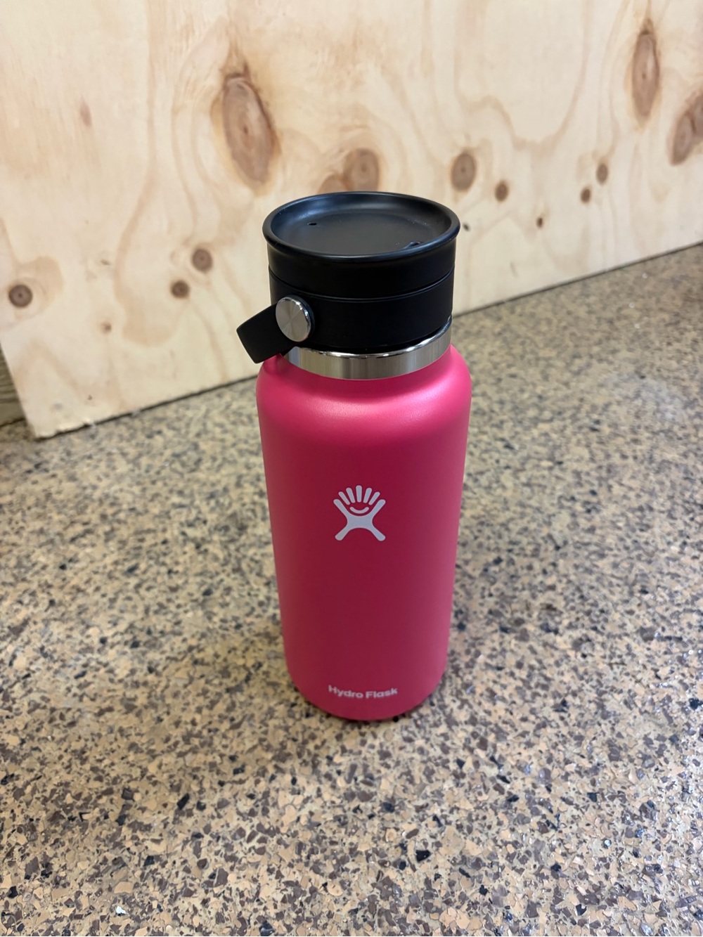 Hydro Flask Hot Pink Water Bottle with Black Lid